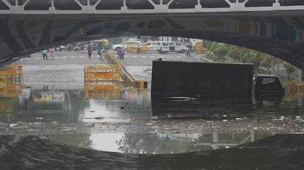 The Minto Bridge underpass also got submerged amid heavy showers in New Delhi. (Photo source: PTI)
