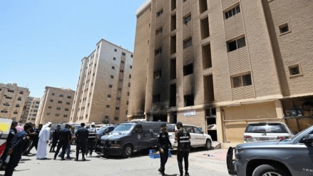 The officials from Ahmadi Governorate stated that the fire started in a kitchen in the six-storey building in Mangaf area (Photo: Reuters) The officials from Ahmadi Governorate stated that the fire started in a kitchen in the six-storey building in Mangaf area (Photo: Reuters)