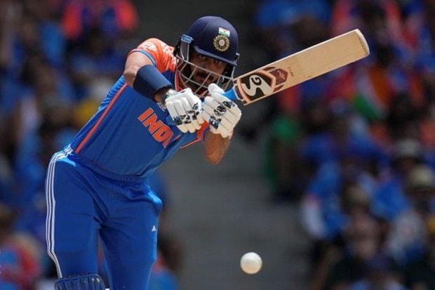 Axar Patel plays a shot during the match before he departed at 47 runs. (AP/PTI)