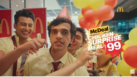 The TVC emphasises the affordability of the Chicken Surprise Meal at Rs 99, reinforcing McDonald’s as a preferred hangout.