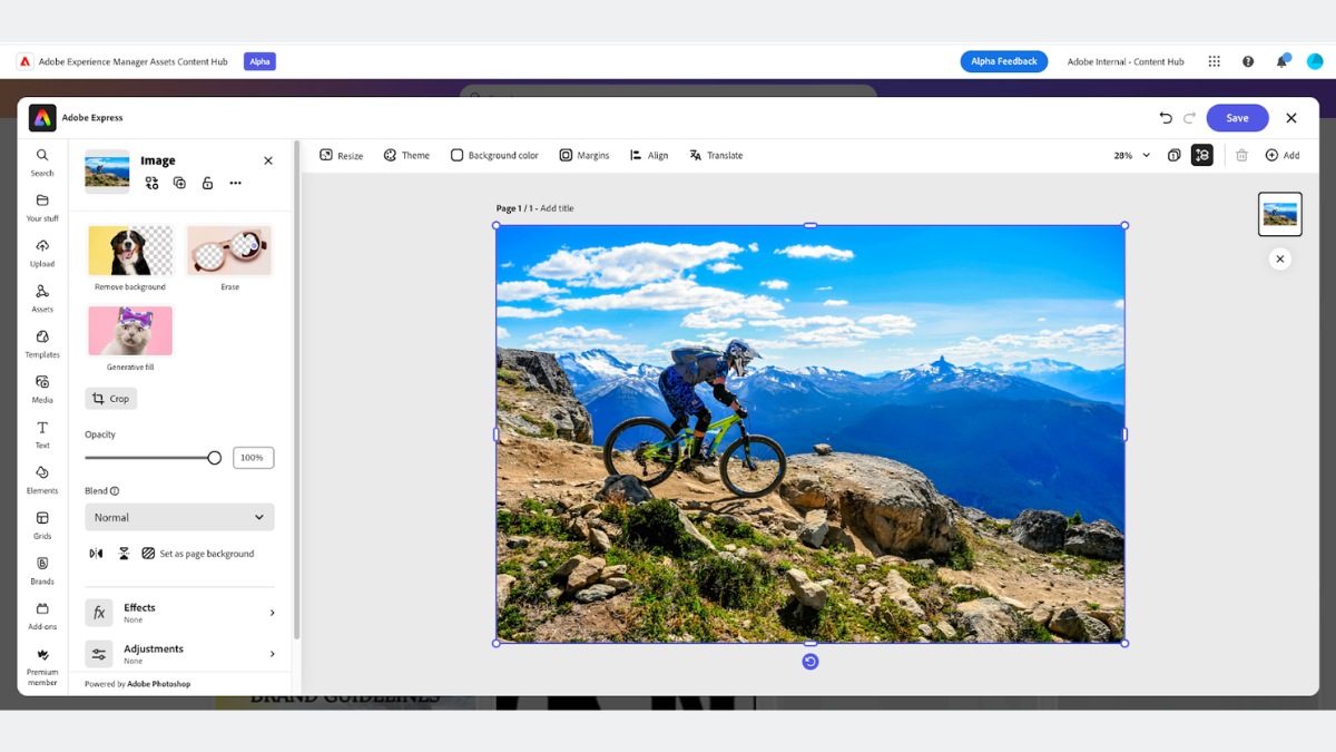 The new interface provides easy access to brand-approved assets and integrates Adobe Express and Firefly generative AI for design work