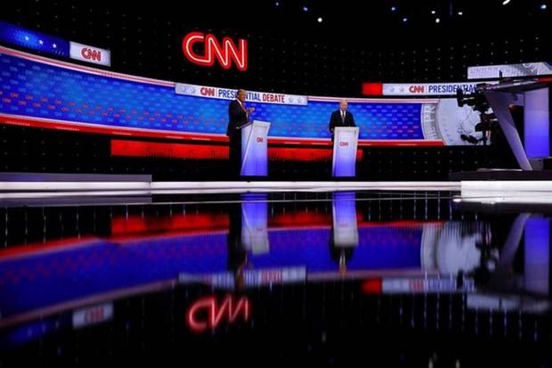 Former US President Donald Trump presenting his point of view in the presidential debate in Atlanta, US. (Photo source: Reuters)
