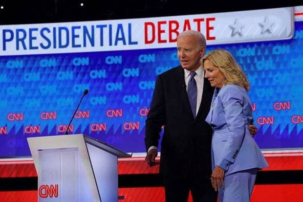 US President Joe Biden with his wife Dr. Jill Biden after the closing of debate in Atlanta. (Photo source: Reuters)