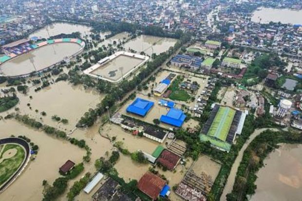The Assam State Disaster Management Authority (ASDMA) bulletin on Sunday night indicated that 5,35,246 people across 13 districts are still affected by the floods, down from 6,01,642 people in 10 districts on Saturday. (PTI Photo)