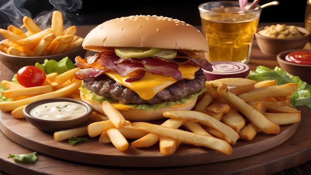 Burger, french fries, junk food, stress eating, health news, wellness news,