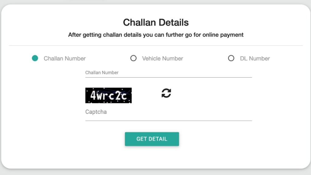 pay traffic challan online