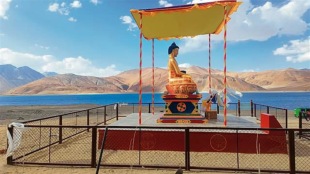Adjacent to the LAC in eastern Ladakh, where China has fortified its military presence, the Indian Army has placed Buddha statues along the Pangong-Tso Lake.