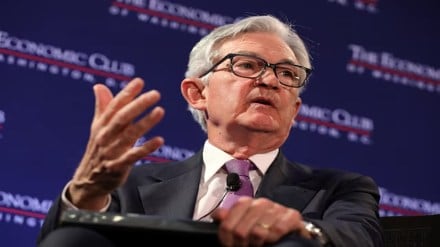 Fed chief Powell, interview, David Rubenstein, Economic Club of Washington, speaks