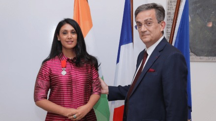 The award was presented by H.E. Thierry Mathou, Ambassador of France to India, at a ceremony in Delhi, on behalf of the French President.