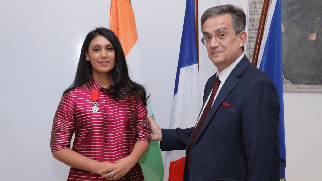 The award was presented by H.E. Thierry Mathou, Ambassador of France to India, at a ceremony in Delhi, on behalf of the French President.
