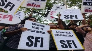 SFI activists stage protests against exam 'irregularities' in NEET and UGC-NET.