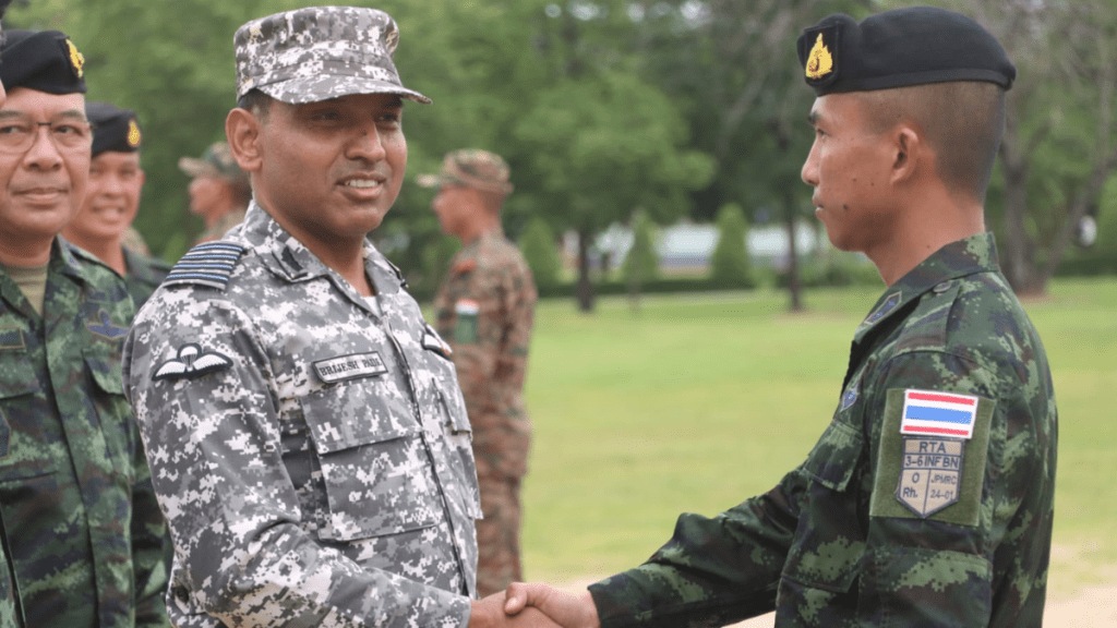 The ceremony was graced by Lieutenant General Kittipong Jamsuwan, 3rd Corps Commander of the Thailand Army, and Group Captain Brijesh Paul, Defence Attaché to Thailand representing the Indian Air Force, as chief guests. The ceremony was graced by Lieutenant General Kittipong Jamsuwan, 3rd Corps Commander of the Thailand Army, and Group Captain Brijesh Paul, Defence Attaché to Thailand representing the Indian Air Force, as chief guests.