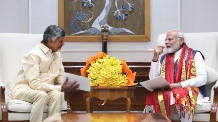 Andhra Pradesh Chief Minister N. Chandrababu Naidu meets Prime Minister Narendra Modi, in New Delhi. (PTI Photo)