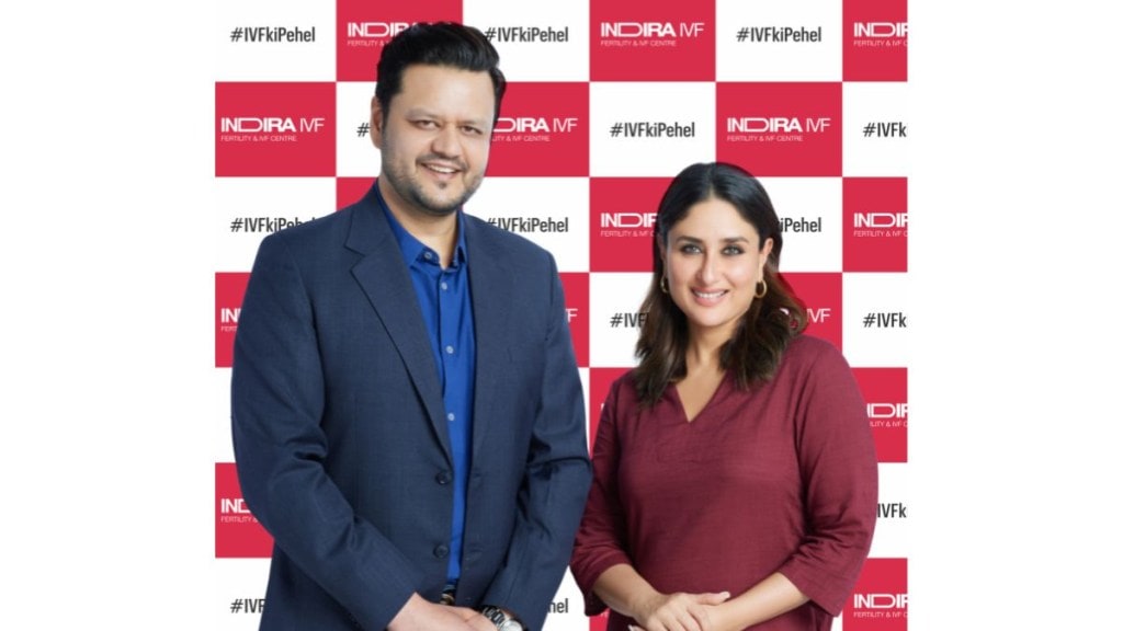 Nitiz Murdia, co- founder of Indira IVF, with Kareena Kapoor Khan at the launch of the campaign (Image: Indira IVF)