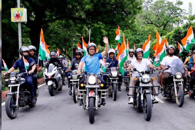 Union Minister Kiren Rijiju participated in the Delhi MPs' Har Ghar Tiranga Bike Rally. (Photo: X)