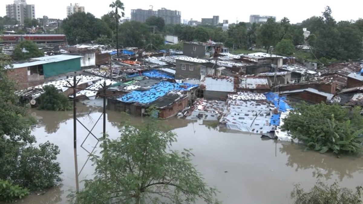 The connecting road between Padana Patiya and Changa Patiya in Jamnagar has been closed, on August 29.. A section of a small bridge on Sir P.N. road was washed away by the flooding, impacting traffic flow. (Image Source: ANI)