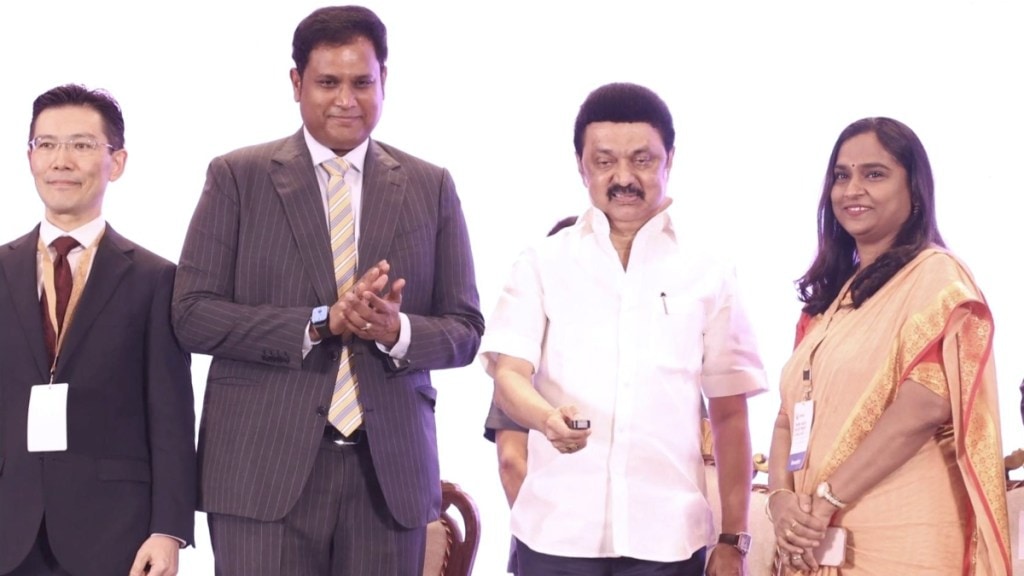 Tamil Nadu Chief Minister Thiru. MK Stalin virtually inaugurates Renault Nissan Tech’s new Chennai workspace alongside Tamil Nadu State Industries Minister Thiru. TRB Raja, Akira Hanzawa, Senior Vice President of Nissan Engineering and Costing and Eva James, Vice President of Global Service Delivery and Global Hub from Renault Nissan Technology and Business Centre India.