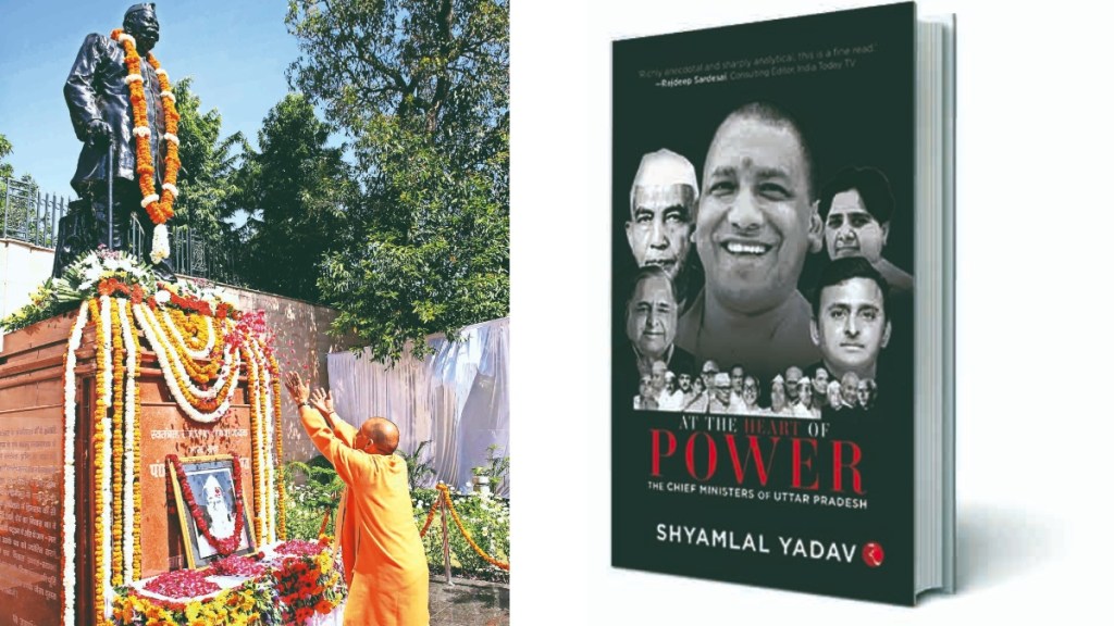 Photo credit: UP CM Yogi Adityanath paying tribute to Govind Ballabh Pant, the first CM of the state, on his death anniversary earlier this year. The book offers a rare perspective into the political evolution of India's most populous state/Express archives.