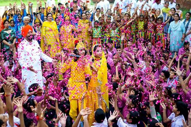 Students dressed up as Goddess Radha and Lord Krishna during the Janmashtami festival celebrations in Amritsar on Saturday, August 24, 2024. (Photo source: PTI)