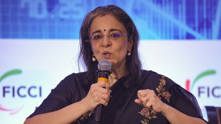 Securities and Exchange Board of India (SEBI) Chairperson Madhabi Puri Buch speaks during the ‘Annual Capital Markets Conference 2024’, in Mumbai, Friday, Aug. 2, 2024. (PTI Photo/Shashank Parade)