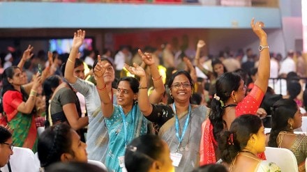 'Mukhya Mantri Majhi Ladki Bahin' scheme event at Balewadi stadium. Express Photo/File.