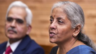 Union Finance Minister Nirmala Sitharaman with RBI Governor Shaktikanta Das addresses a press conference after the Central Board of Directors meeting of the Reserve Bank of India in the customary post-budget meet, at Reserve Bank of India in New Delhi, Saturday, Aug.10, 2024. (PTI Photo/Kamal Singh)