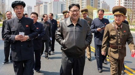 North Korea leader Kim Jong-un overseeing 'suicide drone' test.
