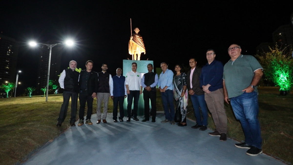 Statue of Gandhi inaugurated at Cuba, Brazil. (Photo Credit: Davi Valle, Department of Communications of City of Cuiaba, Mato Grosso Brazil) Statue of Gandhi inaugurated at Cuba, Brazil. (Photo Credit: Davi Valle, Department of Communications of City of Cuiaba, Mato Grosso Brazil)