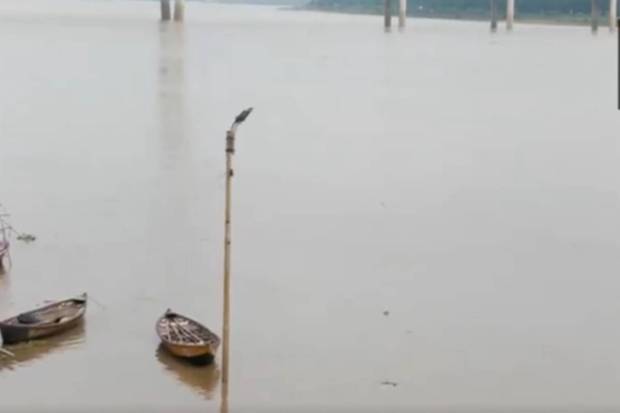 Prayagraj's Sangam bank got inundated because of water logging led by heavy rains in Uttar Pradesh. (Photo source: ANI)