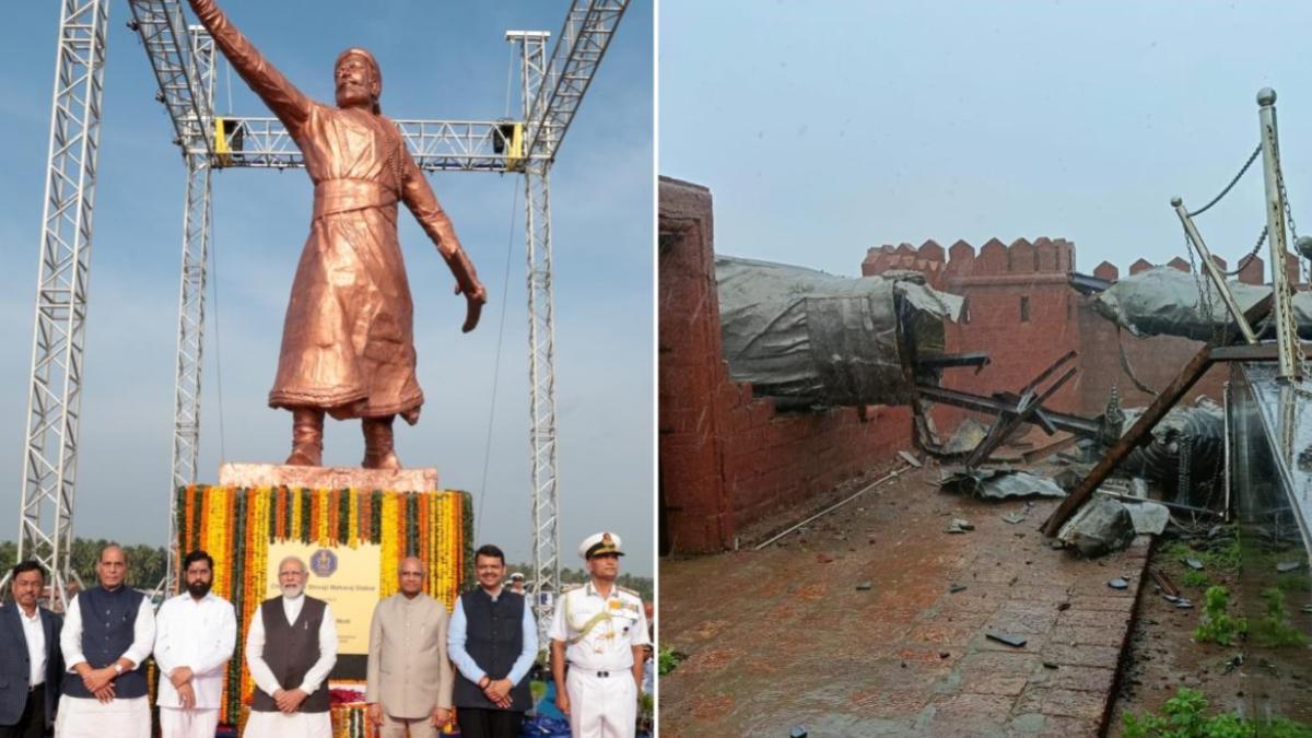 Maharashtra, Chhatrapati Shivaji Maharaj statue collapses in Maharashtra, PM Modi unveils Chhatrapati Shivaji Maharaj statue, Maharashtra news, BJP, Congress, Shiv Sena, India Maharashtra, Chhatrapati Shivaji Maharaj statue collapses in Maharashtra, PM Modi unveils Chhatrapati Shivaji Maharaj statue, Maharashtra news, BJP, Congress, Shiv Sena, India