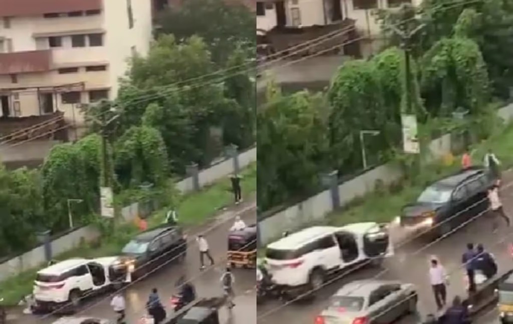 SUV rams into another car twice in Thane road rage, 4 injured | Video SUV rams into another car twice in Thane road rage, 4 injured | Video