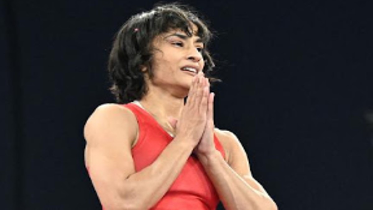 Vinesh Phogat after reaching the 2024 Paris Olympics final. (Image source: AFP) Vinesh Phogat after reaching the 2024 Paris Olympics final. (Image source: AFP)
