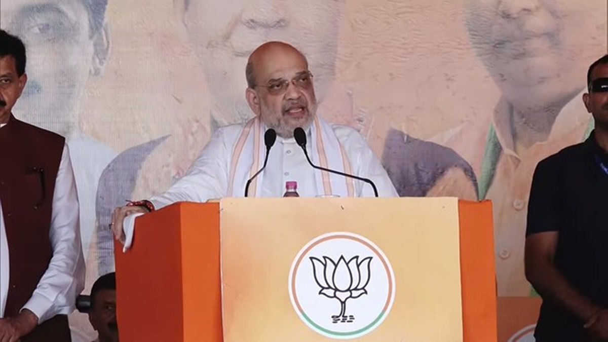 Union Home Minister and BJP leader Amit Shah speaks during a public meeting for J&K Assembly elections, at Chenani, in Udhampur district, Jammu & Kashmir, Thursday, Sept. 26, 2024.