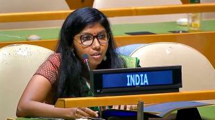 First Secretary in India’s Permanent Mission to the UN Bhavika Mangalanandan speaks during the 79th session of the UN General Assembly at UN headquarters, in New York, USA, Friday, Sep. 27, 2024. India exercised its Right of Reply in the UN General Assembly on Friday in response to Pakistan's Prime Minister Shehbaz Sharif raising the issue of Jammu and Kashmir in his address at the General Debate of the 79th session of the UN General Assembly. (PTI Photo)