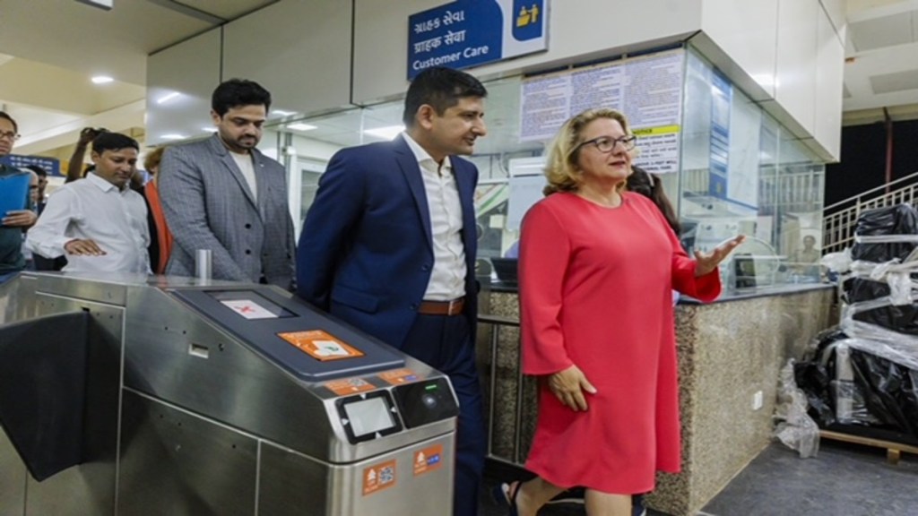 German Economic Development and Corporation Minister Svenja Schulze at the Ahmedabad Metro station. (Image: Embassy of Germany)