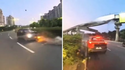 Caught on cam: Biker dies after head-on collision with car driving on wrong side in Gurugram