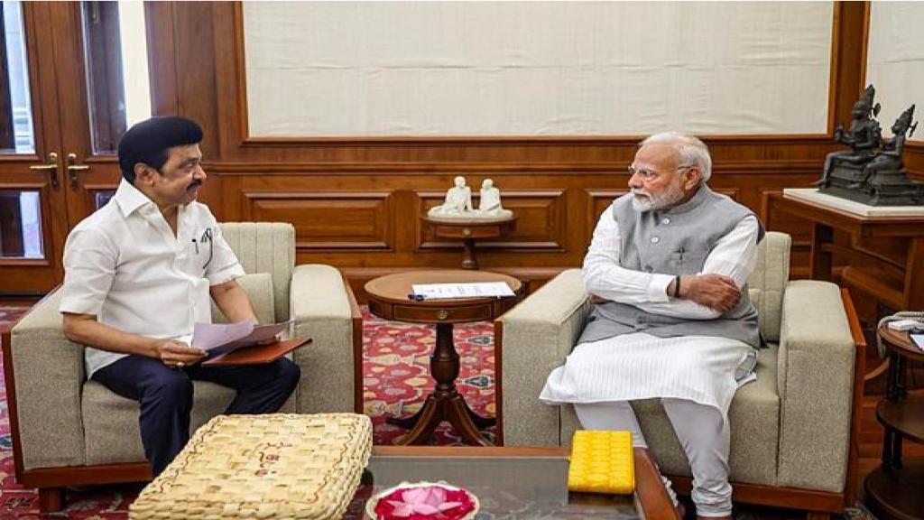 Prime Minister Narendra Modi with Tamil Nadu Chief Minister MK Stalin during a meeting, in New Delhi. (PTI Photo)