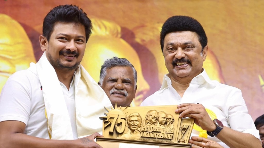 MK Stalin and his son Udhayanidhi Stalin. (Photo: Facebook)