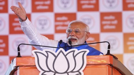 Prime Minister Narendra Modi addresses a public meeting in Sonipat, Haryana, Wednesday, Sept. 25, 2024. (PTI Photo)