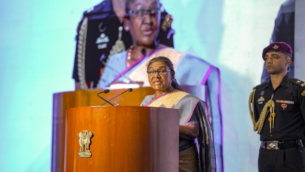 President Droupadi Murmu at the inauguration of the 16th Assembly of the Asian Organization of Supreme Audit Institutions (ASOSAI), in New Delhi, Tuesday, Sept. 24, 2024. (PTI Photo/Ravi Choudhary) President Droupadi Murmu at the inauguration of the 16th Assembly of the Asian Organization of Supreme Audit Institutions (ASOSAI), in New Delhi, Tuesday, Sept. 24, 2024. (PTI Photo/Ravi Choudhary)