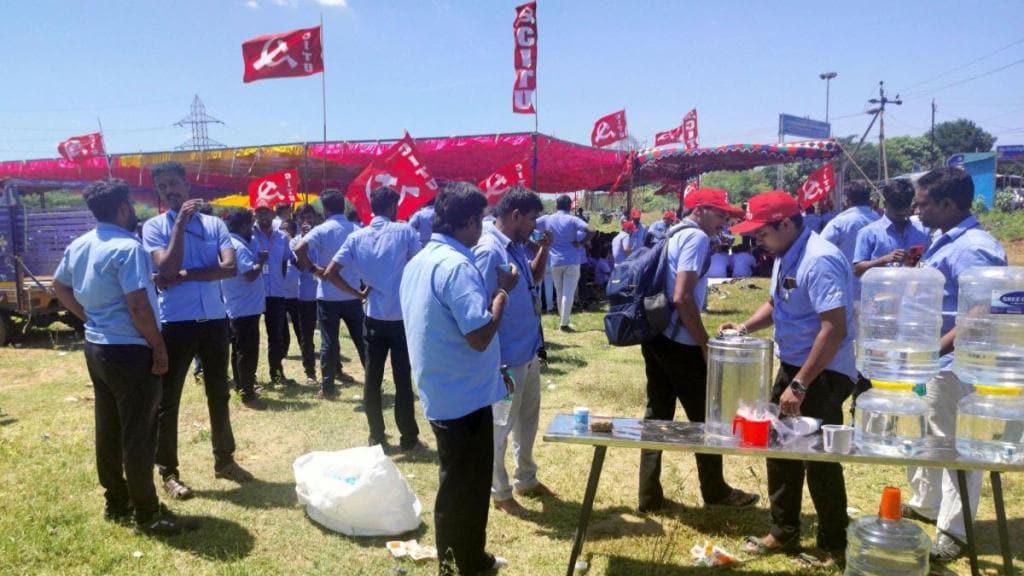 samsung strike, samsung india unit strikes, samsung plant in tamil nadu, industry