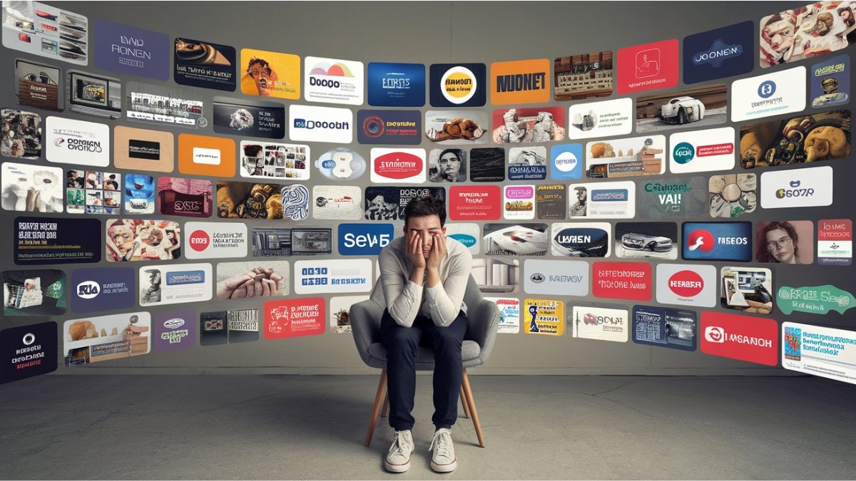 Consider the reality: According to industry estimates, an average consumer is exposed to around 6,000 to 10,000 ads daily, up from approximately 1,600 just a decade prior. (This is an AI generated image with Ideogram)