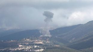Smoke billows over southern Lebanon, amid ongoing cross-border hostilities between Hezbollah and Israeli forces, as pictured from Marjayoun, Lebanon, near the border with Israel.