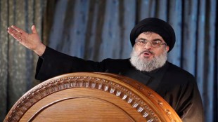 Hassan Nasrallah, addresses his supporters in a rare public appearance during a religious ceremony. (Image Source: REUTERS/Hasan Shaaban)