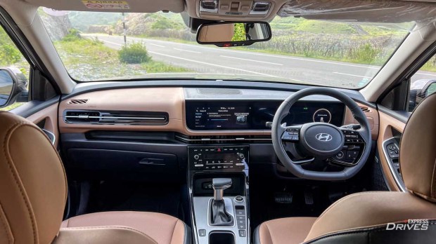 The interior is finished in dual-tone colours, and is derived from the Creta.