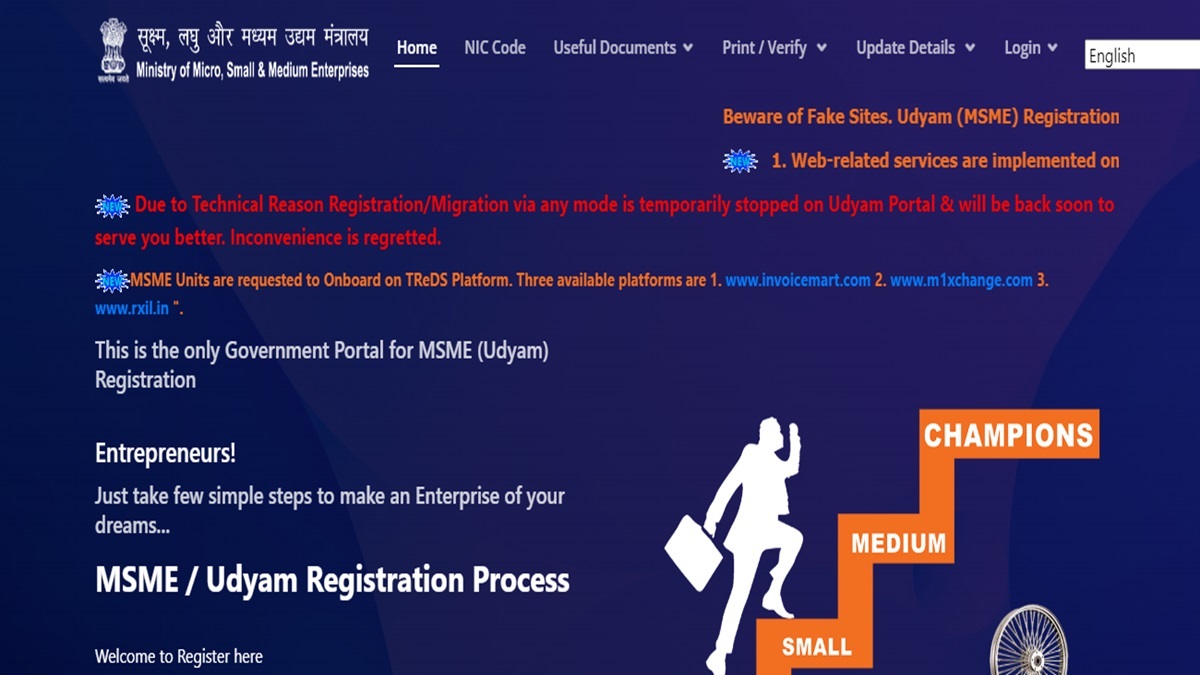 Udyam portal: Govt's MSME registration drive crosses 5 crore mega milestone Udyam portal: Govt's MSME registration drive crosses 5 crore mega milestone