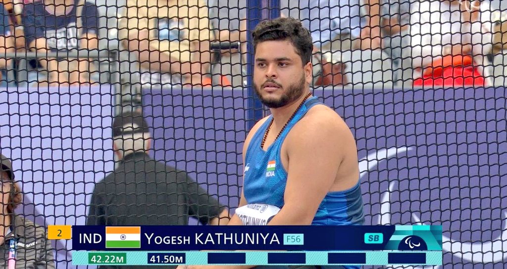 Paris Paralympics 2024: Yogesh Kathuniya wins silver in the men’s discus throw F56 event with best throw of 42.22m.