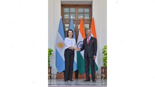 Argentina Foreign Minister Diana Mondino with Minister of External Affairs S. Jaishankar