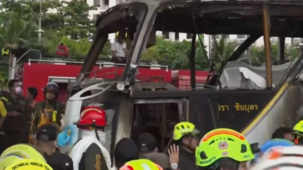 The fire was eventually extinguished, but rescuers had to wait for the bus to cool before beginning the search for bodies.