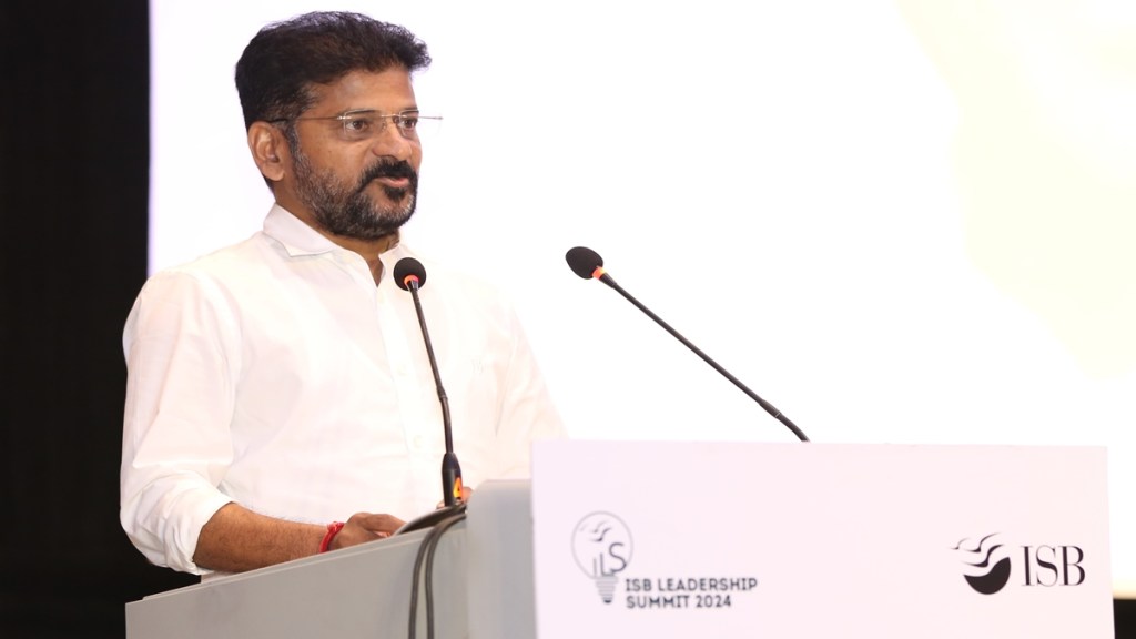 Telangana Chief Revanth Reddy at ISB leadership summit. Telangana Chief Revanth Reddy at ISB leadership summit.